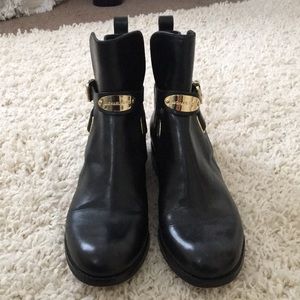 Michael Kors black leather short boots
